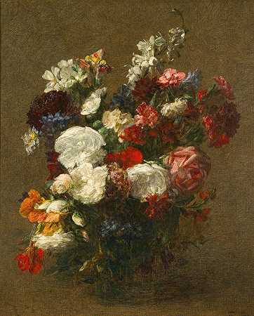 各种各样的花`Fleurs Diverses (1904) by Henri Fantin-Latour