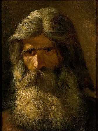 留胡子男人的画像`Portrait Of A Bearded Man (1862) by Mårten Eskil Winge