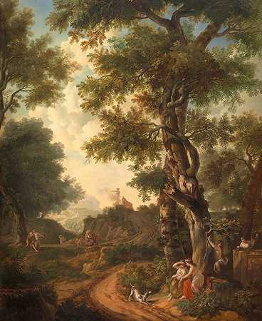 游人的田园风光`Arcadisch landschap met reizigers (1771) by Jurriaan Andriessen