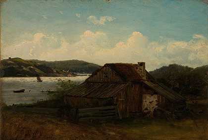 曼达尔斯邦加`Fra Sponga, Mandal (1862) by Amaldus Nielsen