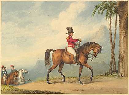 约翰·弗洛伊德爵士骑马`Sir John Floyd on Horseback (ca. 1800–1814) by Richard Westall