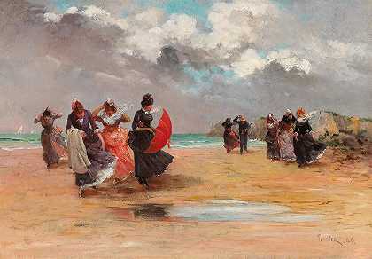 暴风雨即将来临`A Storm Is Approaching (1886) by Louis Adolphe Tessier