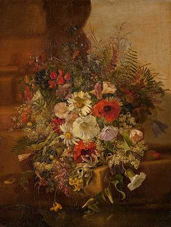 弗洛拉静物画`Flora Still Life (1868) by Adelheid Dietrich