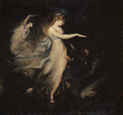 仙女女王出现在亚瑟王子面前`The Fairy Queen Appears To Prince Arthur (1785~1788) by Henry Fuseli
