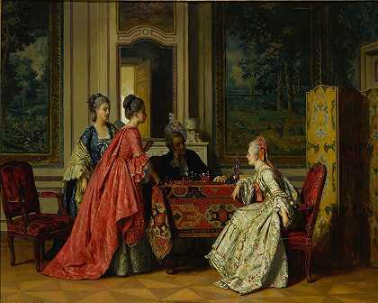 棋手们`The Chess Players (1876) by Jean Carolus