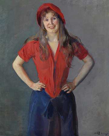 画家奥达·克罗赫的肖像`Portrait Of The Painter Oda Krohg