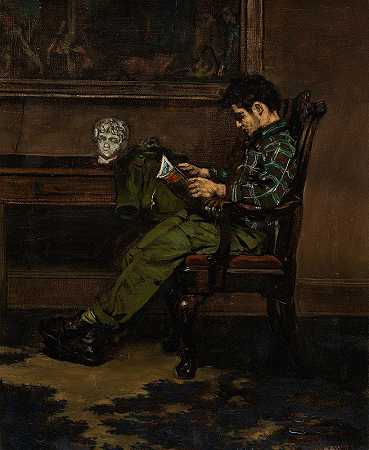 男孩读书`Boy Reading by Walter Stuempfig