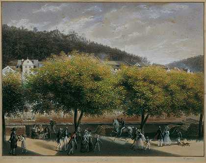 卡罗维法利的新草地`Die neue Wiese in Karlsbad (1833) by Karl Joseph Aloys Agricola