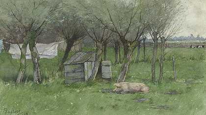 养猪场`Farmyard With Pig