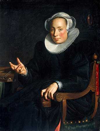 克里斯蒂娜·威特维尔·范·海伦肖像（1568-1629）`Portrait Of Christina Wtewael Van Halen (1568~1629) by Joachim Wtewael