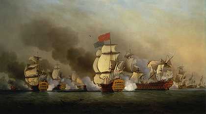 海军中将乔治·安森爵士在菲尼斯特尔角的胜利`Vice Admiral Sir George Anson\’s Victory Off Cape Finisterre
