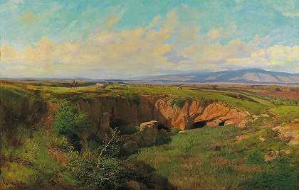 罗曼娜坎帕尼亚风景带牧羊人`Romana Campagna Landscape With Shepherd