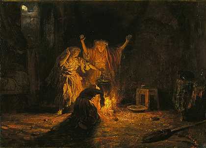《麦克白》中的女巫`The Witches in Macbeth (c.1841 ~ 1842) by Alexandre-Gabriel Decamps