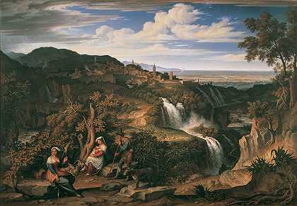 罗马附近的蒂沃利瀑布`Die Wasserfälle von Tivoli bei Rom (1818) by Joseph Anton Koch