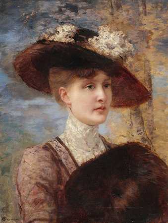 洛格里尔夫人肖像`Portrait de Madame de Lorgeril (1902) by Henri Gervex