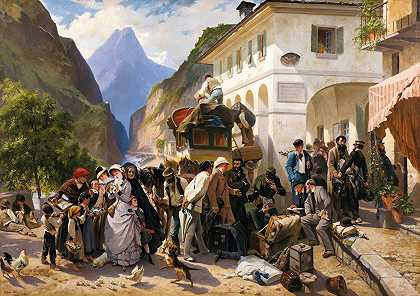 辛普隆的意大利海关`La Douane Italienne au Simplon (1880) by Eugène Giraud