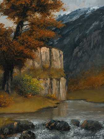奥尔南附近的景观`Landscape Near Ornans by Gustave Courbet