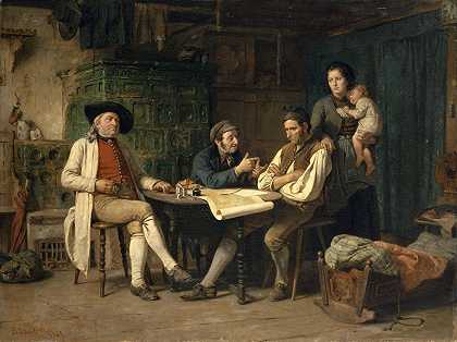 负债累累的农民`The Peasant in Debt (1865) by Benjamin Vautier The Elder