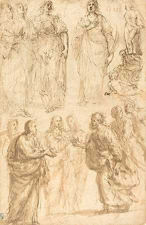 圣彼得的生活场景`Scenes from the Life of Saint Peter by Giulio Cesare Procaccini