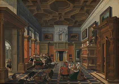 教堂屋内`Interior with a Company (1622 ~ 1624) by Bartholomeus van Bassen