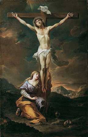 耶稣受难与抹大拉的马利亚`Kruzifixus Mit Maria Magdalena (1728) by Martino Altomonte