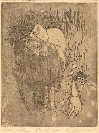 悲伤（懊恼）`Sorrow (Chagrin) (1919) by Albert Besnard