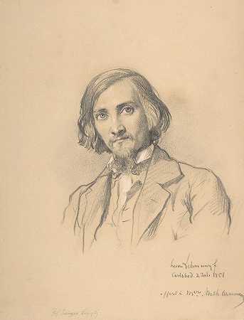 安东·海因里希·斯普林格肖像（1825-1895）`Portrait of Anton Heinrich Springer (1825~1895) (mid~19th century) by Henri Lehmann
