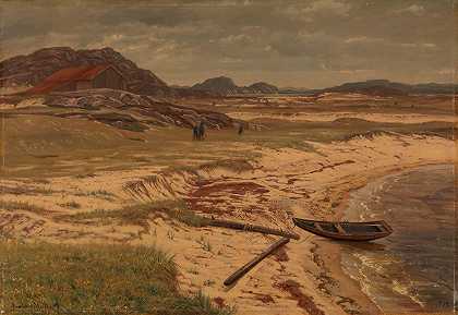 来自曼达尔附近的Risøbank`From the Risøbank near Mandal (1889) by Amaldus Nielsen