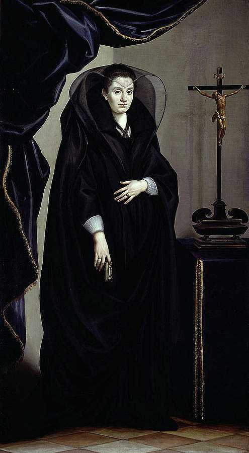 一位穿着丧服的贵族妇女的画像`Portrait Of A Noblewoman Dressed In Mourning