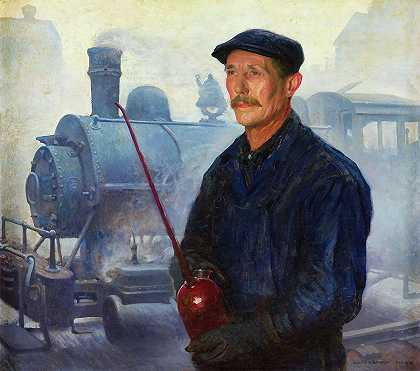 机车工程师莱因哈特·盖革的画像`Portrait Of Reinhart Geiger, Locomotive Engineer