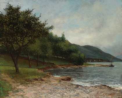 日内瓦湖畔`La Rive Du Lac Léman by Gustave Courbet