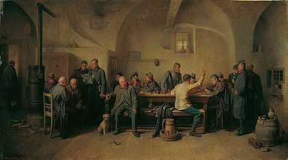 食堂里的士兵`Soldaten In Der Kantine (1875) by Friedrich Friedländer