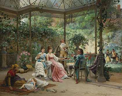 殷勤的客人`The attentive guests (1876) by Adrien de Boucherville