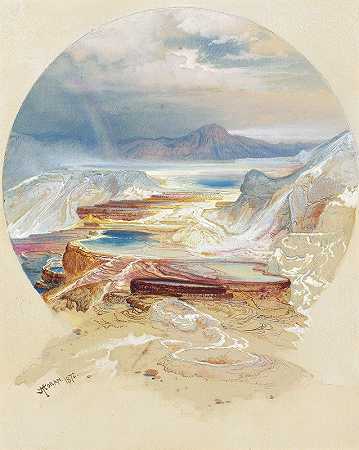 黄石密涅瓦台`Minerva Terrace, Yellowstone (1872) by Thomas Moran