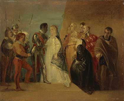 《奥赛罗归来》和奥赛罗第二幕第二场`The Return of Othello, ;Othello, Act II, Scene II (1799) by Thomas Stothard