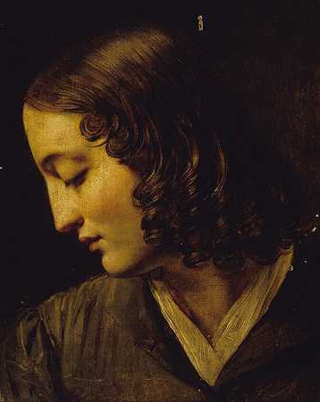 科林·德·普瑞菲尔夫人。`Madame Colin de profil. (1830) by Alexandre Marie Colin