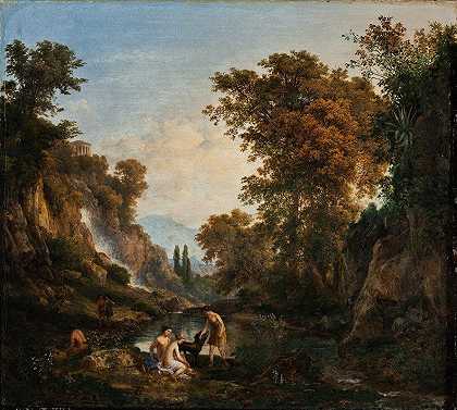 有仙女的风景`Landscape With Nymphs (1834) by Károly Markó
