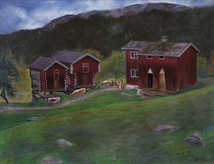 挪威Telemarken的Ase农场`Farmyard At Ase In Telemarken, Norway