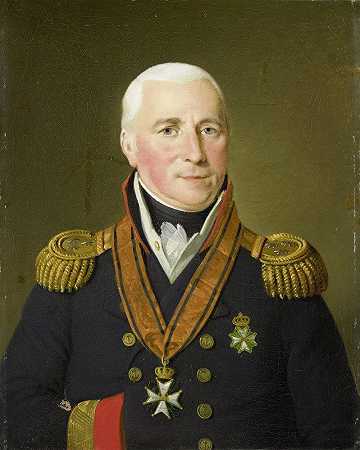 海军中将Gerrit Verdooren（1757-1824）的肖像`Portrait of Gerrit Verdooren (1757~1824), Vice~admiral (1814 ~ 1820) by Adriaan de Lelie