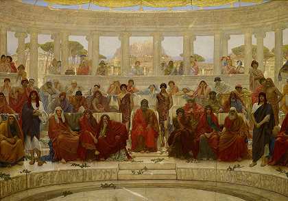 阿伽门农时期雅典的观众埃斯库罗斯`An Audience In Athens During Agamemnon By Aeschylus (1884) by William Blake Richmond