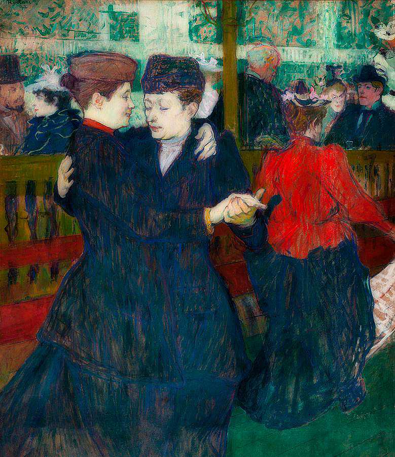 在红磨坊，两个女人在跳华尔兹`At The Moulin Rouge, Two Women Waltzing
