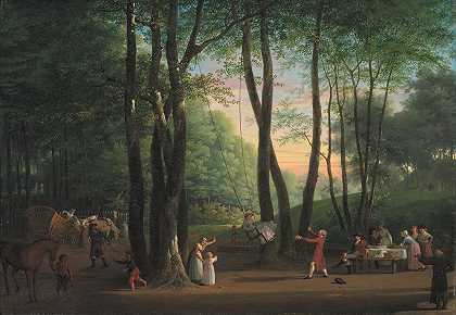 哥本哈根以北的索尔根弗里舞场`The Dancing Glade at Sorgenfri, North of Copenhagen (1800) by Jens Juel