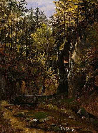 有祭坛的森林路`A Forest Road with an Altar (1830) by Thomas Fearnley