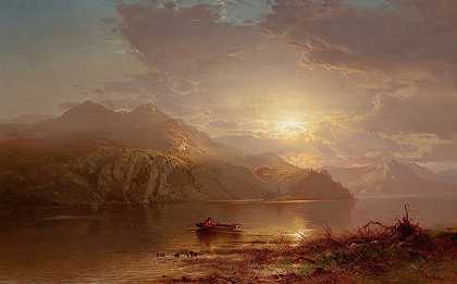 湖景`Lake Scene (1876) by Arthur Parton