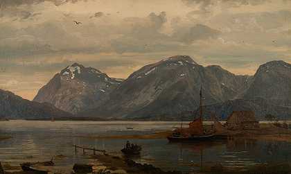 来自恩格拉山脉，哈丹格尔。`Fra Englafjellene, Hardanger (1863) by Amaldus Nielsen