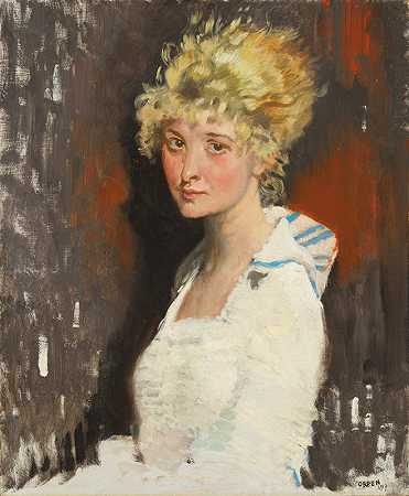 艺术家s模特伊冯`The Artists Model, Yvonne (1917) by William Orpen