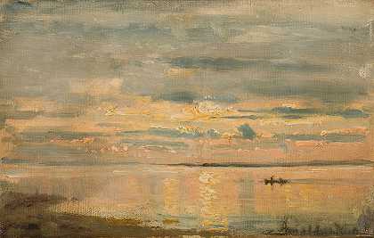 夏夜，鲸鱼`Sommeraften, Hvaler (1898) by Amaldus Nielsen