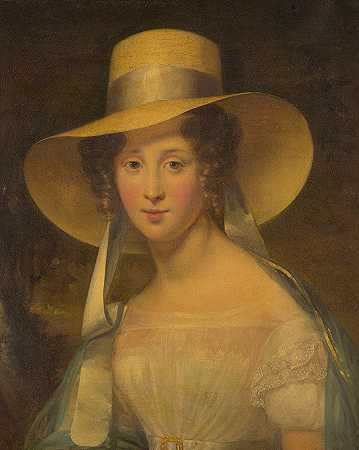 一位年轻女士的肖像`Portrait of A Young Lady (1825) by Aimée Brune-Pagès