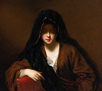 蒙面女子`Veiled Woman by Jean-Baptiste Santerre