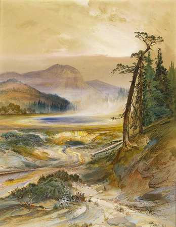 怡东间歇泉，黄石公园`Excelsior Geyser, Yellowstone Park (1873) by Thomas Moran